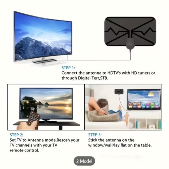 HD Digital TV Antenna] 4K HD Digital TV Antenna with Amplifier Enhancer - Picture 2 of 3